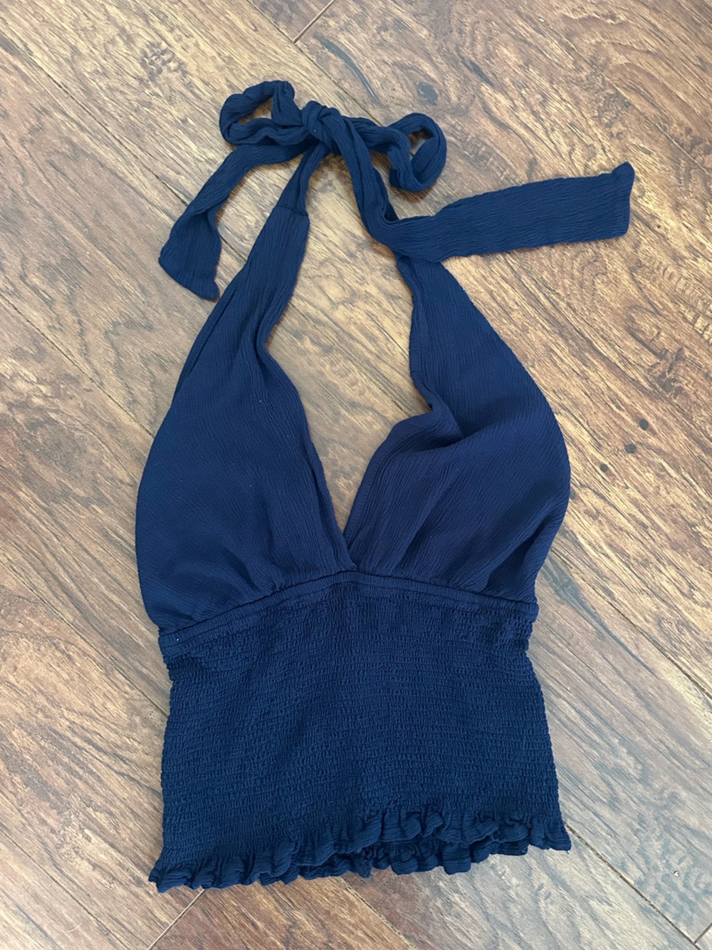 Active USA Navy Textured Halter Top